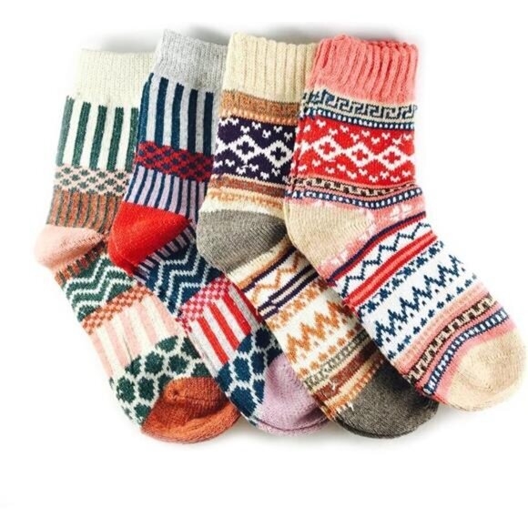 Women 3-5 Pair Multicolor Fashion Warm Wool Cotton Thick Winter Crew Socks‎ - Picture 1 of 7